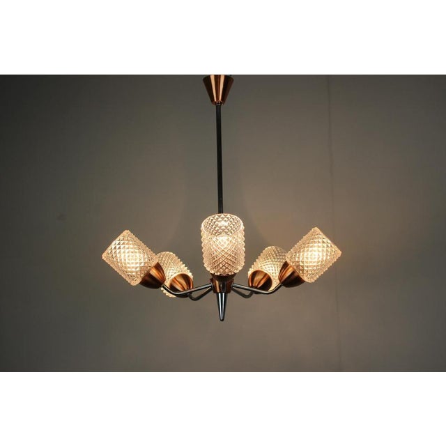 Glass and Chrome Chandelier from Drukov Brno, Czechoslovakia, 1970s For Sale - Image 10 of 14