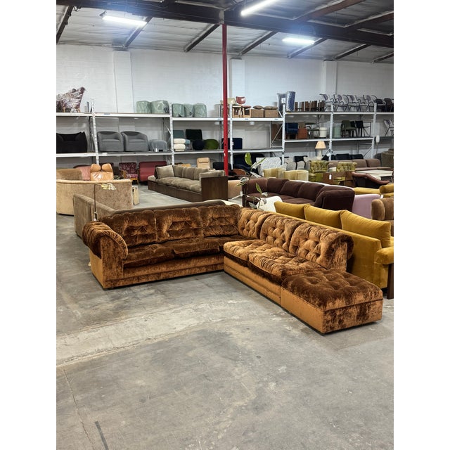 1970s Tufted Sectional in High Pile Chenille For Sale - Image 17 of 17