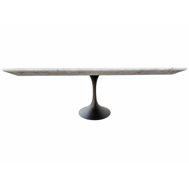 Rh Aero Stone Rectangular Dining Table – 120" | Italian Carrara Marble Top | Cast Iron Pedestal Base For Sale - Image 13 of 18