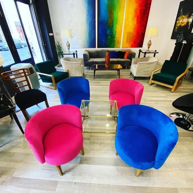 Set of Blue Armchairs, 1960 For Sale - Image 6 of 9