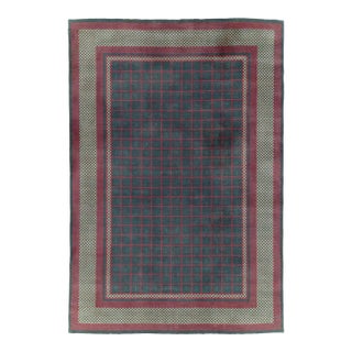 Galerie Shabab Collection Mid-20th Century Handmade Indian Lahore Art Deco Inspired Room Size Carpet For Sale
