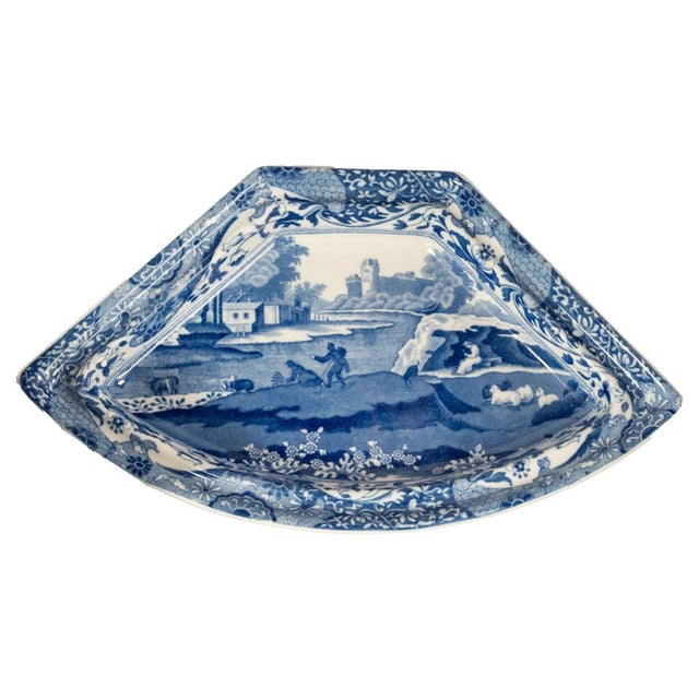 Antique Copeland Spode Blue & White Porcelain "Italian" Pattern Lazy Susan 1890 For Sale - Image 13 of 17