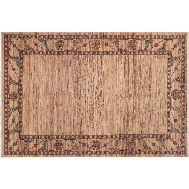 Bohemian Gabbeh Beige/Rust Wool Rug - 6'3'' X 9'0'' For Sale - Image 9 of 10
