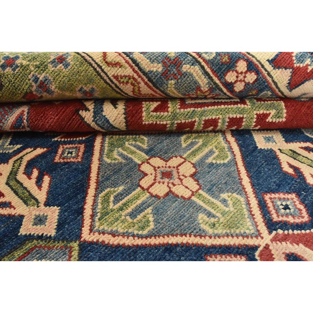 Textile Kazak Rug 9' X 11'9'' Red Wool Tribal Hand-Knotted Oriental Carpet For Sale - Image 7 of 12