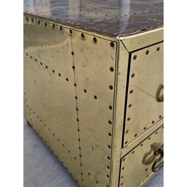 1960s Mid Century Campaign Style Brass Clad Coffee Table Sarreid Style For Sale - Image 13 of 18
