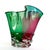 Signed David Van Noppen Ruffled Art Glass Vase in Emerald Green, Cranberry Pink & Blue For Sale - Image 4 of 8