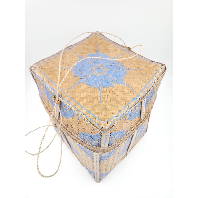 2010s Small Hand Painted Balinese Basket For Sale - Image 5 of 14