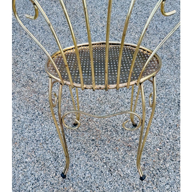 Vintage 1960s Gold Metal Vanity Chair For Sale In Boston - Image 6 of 7