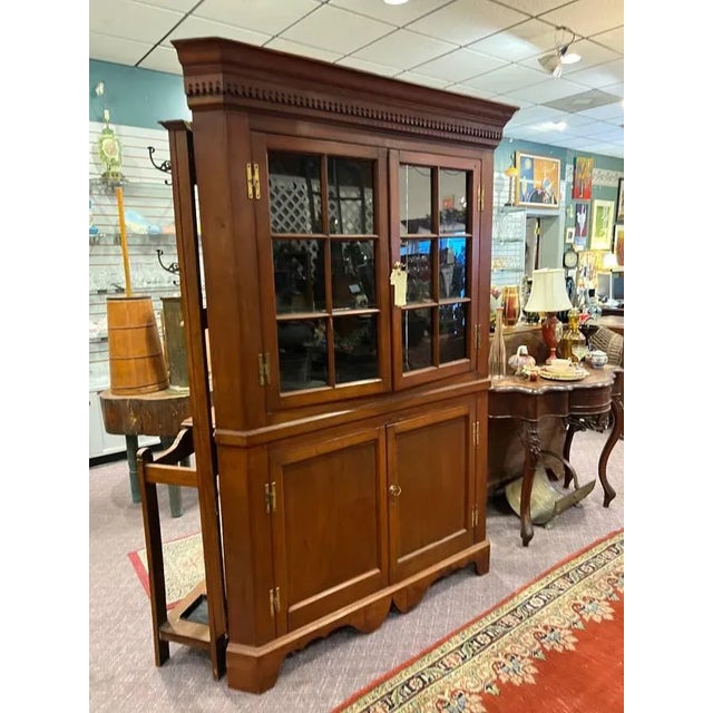 Farmhouse 19th Century Antique 12 Panel Corner Cupboard For Sale - Image 3 of 13