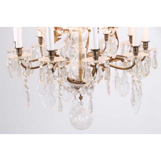 Antique Crystal Chandelier in Gilt Bronze with Louvre Style Decorations, 1920s For Sale - Image 13 of 14