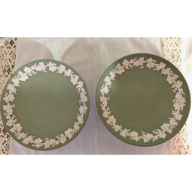 Mid 20th Century Mid 20th Century Celadon Sage Green Wedgwood Grapevine Jasperware Pair of Compotes - a Pair For Sale - Image 5 of 10
