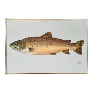Vintage Coastal Folk Art Fish Painting – Trout