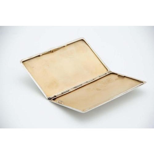 Rectangular Shaped Guilloche Silver Cigarette Case For Sale - Image 3 of 4
