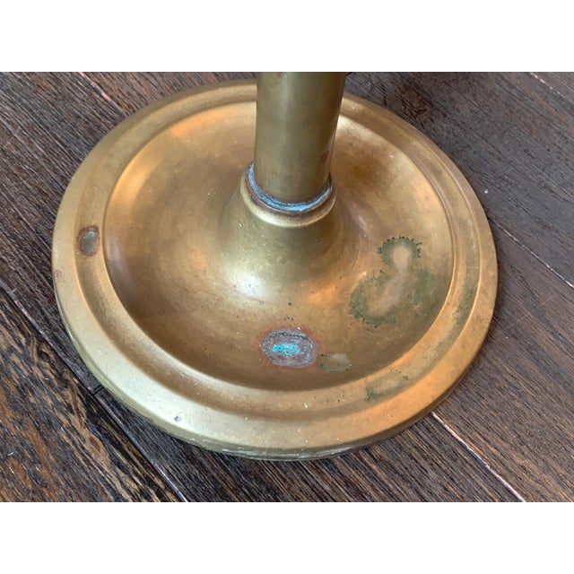 Tall Antique English Brass Candlesticks - A Pair For Sale - Image 11 of 13