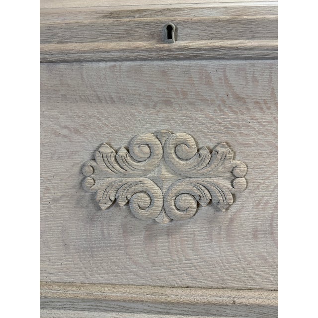 19th Century 19th Century French Stripped Oak Secretary Desk With Carved Details For Sale - Image 5 of 9