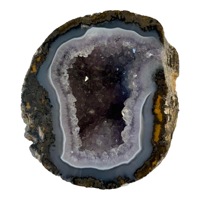 Vintage Amethyst Geode With Mid Century Lucite Stand For Sale
