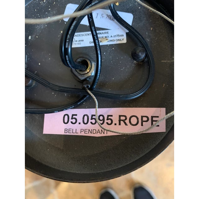 Off-white 2nd Ave. Lighting Bell Shaped Bronze Colored Pendants With Scavo Glass - a Pair For Sale - Image 8 of 11