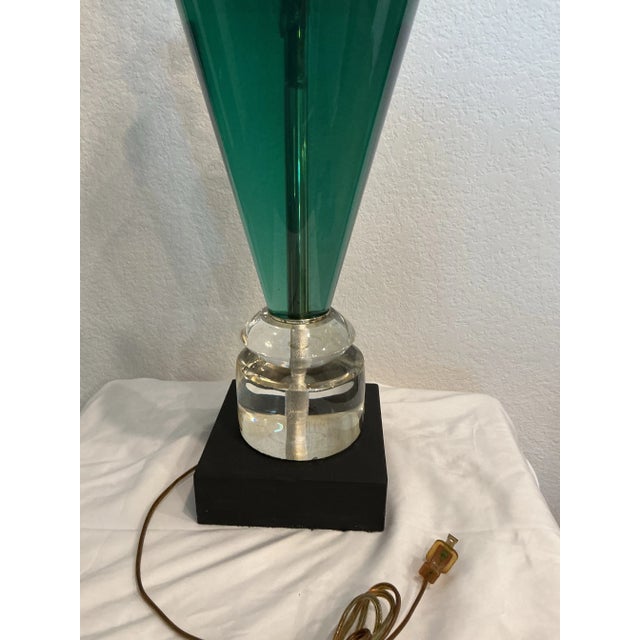 Van Teal 1970s Van Teal Mid-Century Modern Green, Black & Gold Lucite Table Lamp For Sale - Image 4 of 12