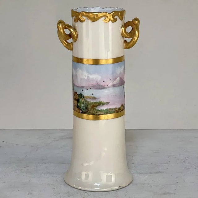 Ceramic Antique Hand-Painted Vase From Bavaria For Sale - Image 7 of 13