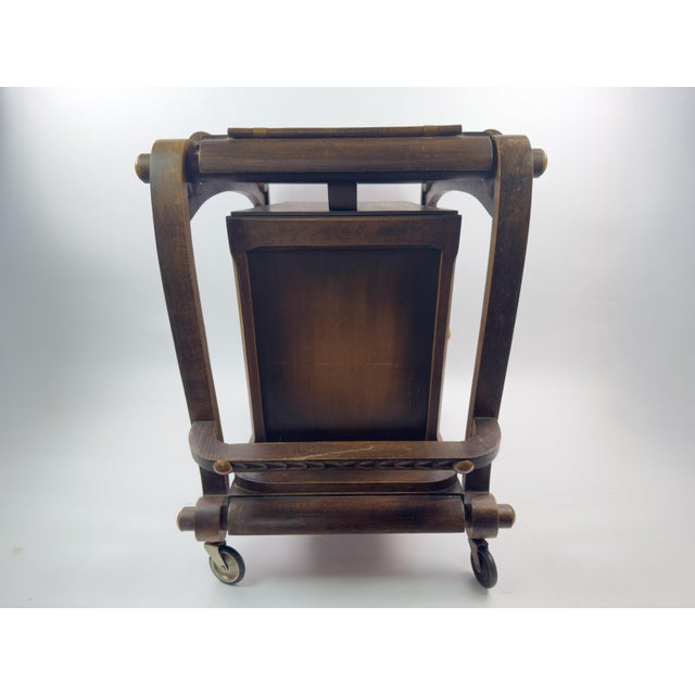 French Vintage Beech Bar Cart With Removable Tray, Mid-20th Century For Sale - Image 13 of 15