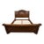 Attributed Kreiss Collection King Sleigh Bed Frame – Solid Wood, Leather, Nailhead Trim For Sale