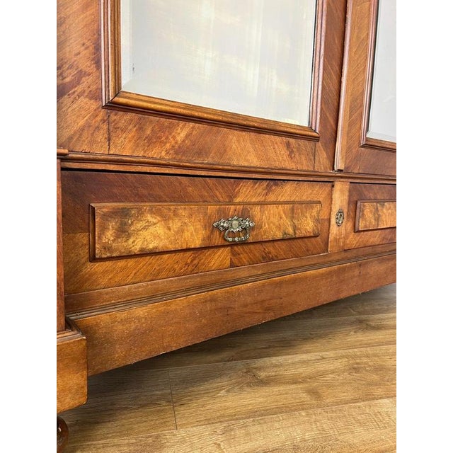 Antique French Carved Walnut Mirrored 2-Door Armoire For Sale - Image 10 of 18