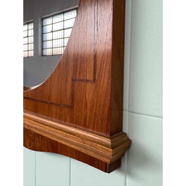 Brown Vintage Italian Oval Mirror with Wooden Frame, 1930s For Sale - Image 8 of 10