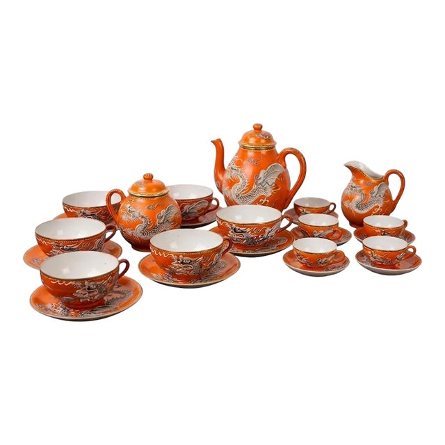 Vintage Japanese Dragonware Moriage Service for 5 - 23-Piece For Sale
