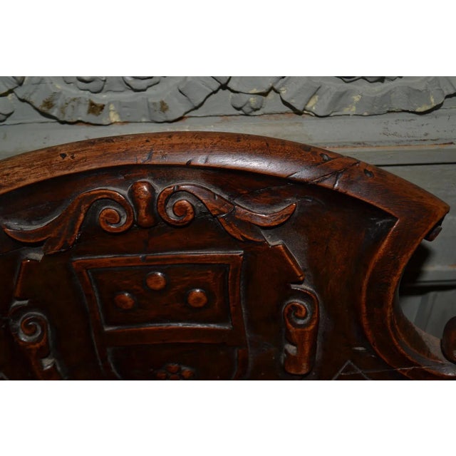 19th Century Swiss Hand Carved Wood Swivel Desk Chair For Sale - Image 9 of 10