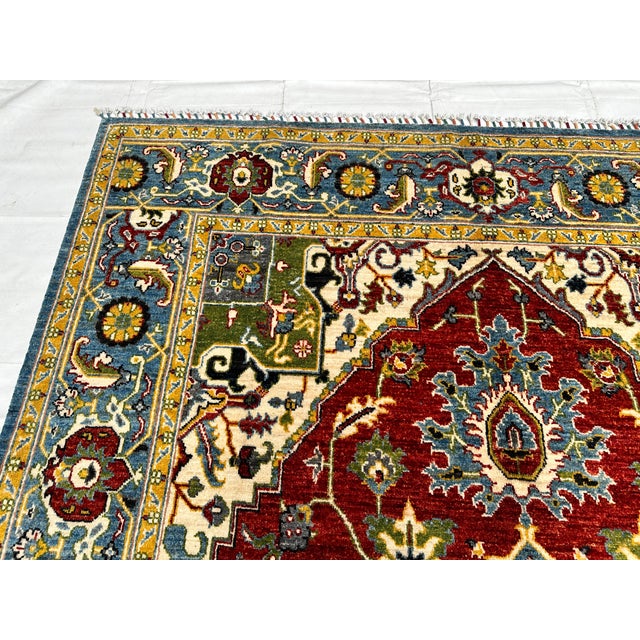 Red Heriz Hand-Knotted Wool Rug - 8'6" X 6'9" For Sale - Image 10 of 13
