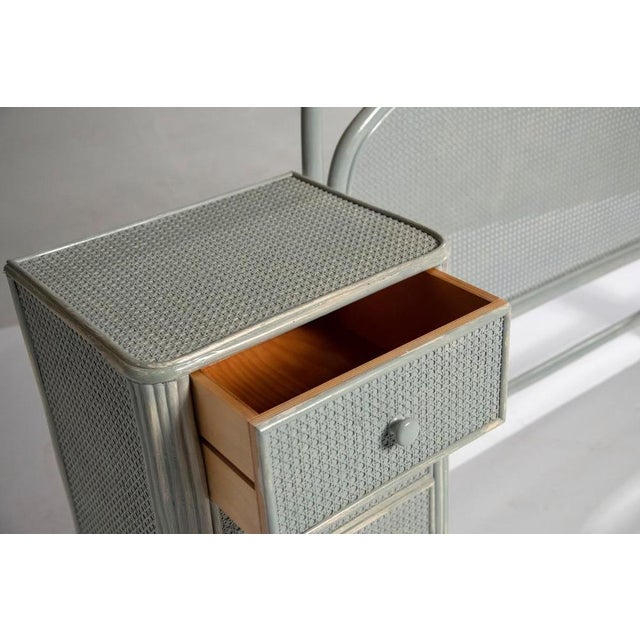 Wood Vintage Distressed Rattan and Bamboo Headboard and Bedside Tables, 1970s, Set of 4 For Sale - Image 7 of 17