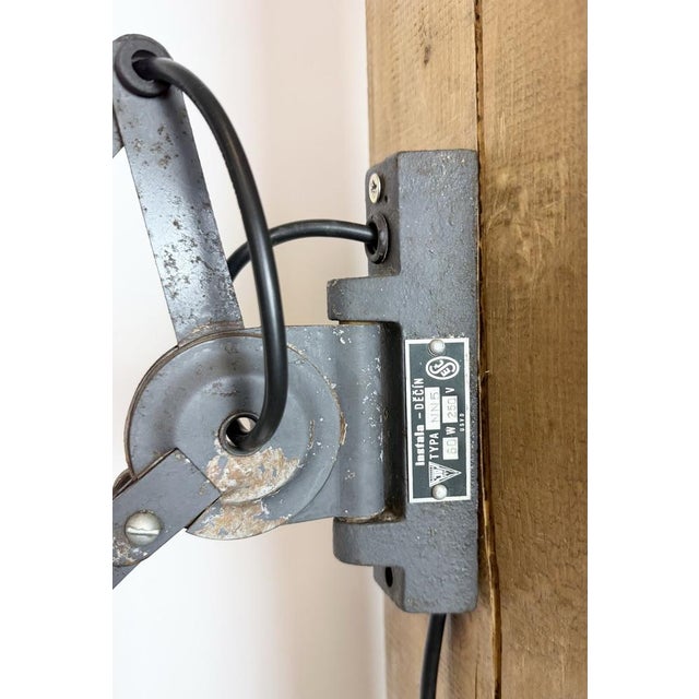 Grey Industrial Gooseneck Scissor Wall Lamp from Elektroinstala, 1960s For Sale - Image 4 of 18