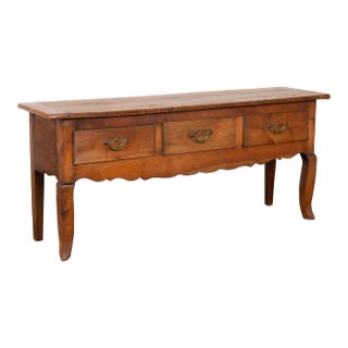 19th Century French Cherry Three Drawer Console Table For Sale