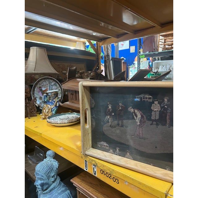 1970s Vintage Needlepoint Golf Wooden Tray For Sale - Image 5 of 11