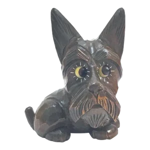 Vintage Black Forest Googly Eyed Terrier Clock