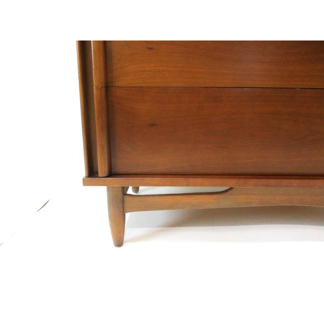 Wood Mid Century Walnut Highboy Dresser Chest by Dixie For Sale - Image 7 of 10