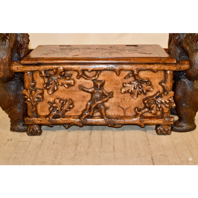 Wood 19th C. Black Forest Carved Bear Bench For Sale - Image 7 of 12