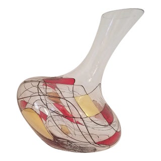Art Glass Angled Base Hand Blown Vase For Sale