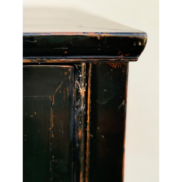 Pair of Vintage Chinese Chests / Night Tables : Vintage Wood Ebony Lacquer With Brass Hardware and Beautiful Patina For Sale - Image 12 of 12