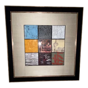1990s Contemporary Abstract Artwork, Framed