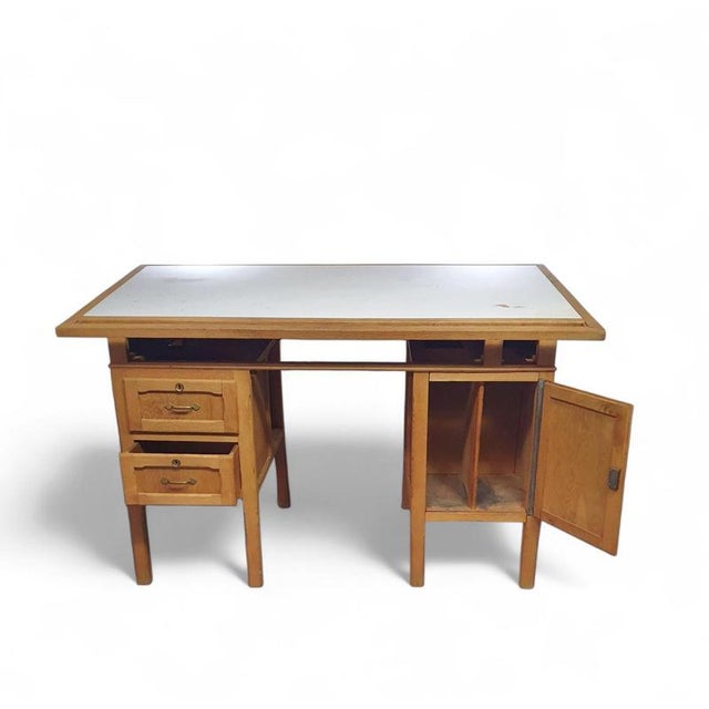Large Oak Architect's Desk, 1940s For Sale - Image 12 of 18