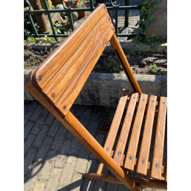 Dutch Elm Slat Wood Folding Chairs, 1940s, Set of 5 For Sale - Image 13 of 18