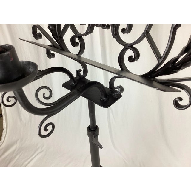 Black Late 1800's Iron Adjustable Music Stand with Candle Holders For Sale - Image 8 of 13