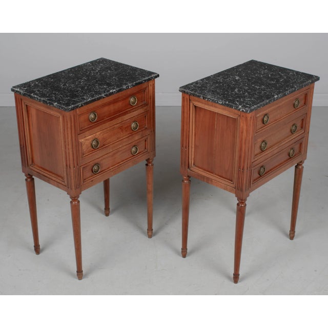 French 19th Century Louis XVI French Side Tables or Nightstands Pair For Sale - Image 3 of 8