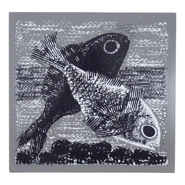 Jacques Ramondot, Black and White Fish on Grey Background, 20th Century, Formica For Sale