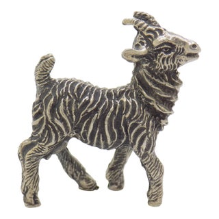 Vintage Italian Handmade Genuine Silver Goat Detailed Figurine Miniature For Sale