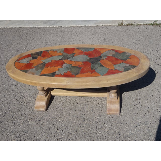 Vintage Coffee Table in Oak and Ceramic by Barrois for Vallauris, 1950s For Sale - Image 18 of 18