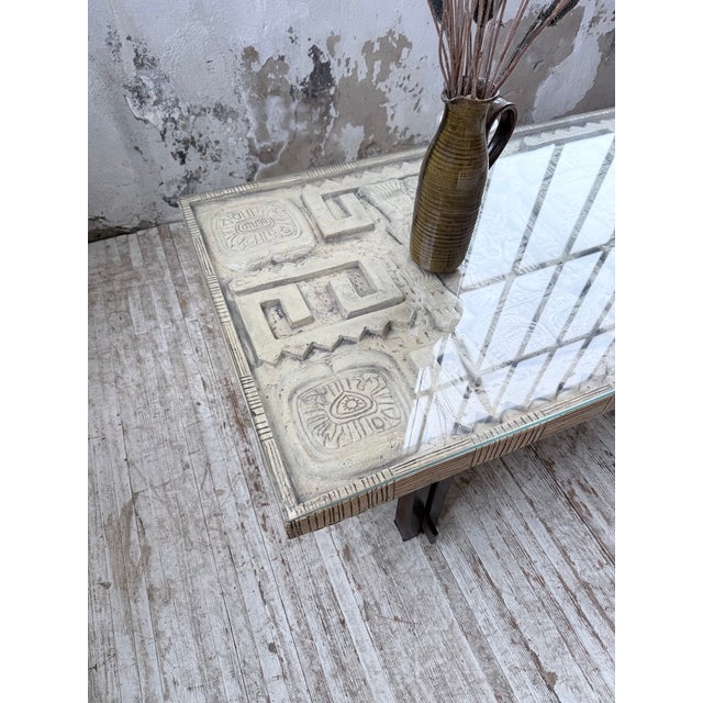 Ceramic Coffee Table with Carved Stone, 1950s For Sale - Image 9 of 18