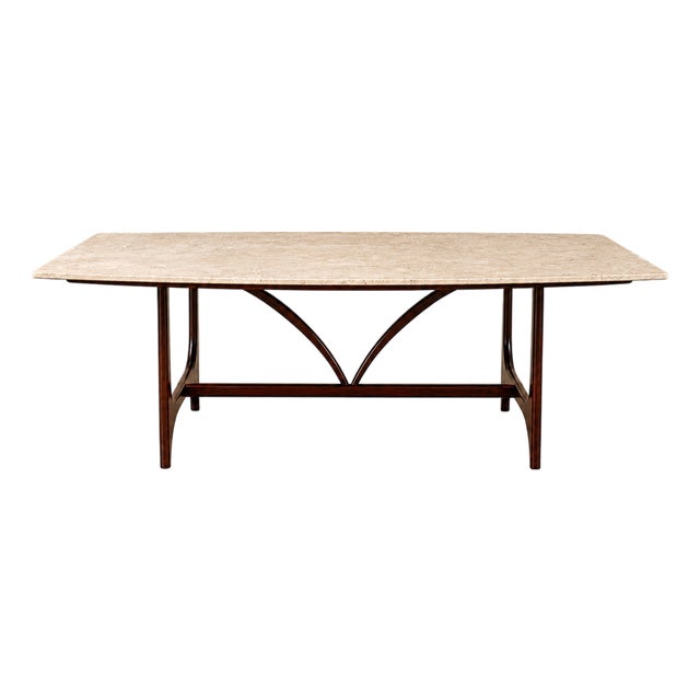 Brasilia Dining Table in Brazilian Rosewood & Marble, Brazil, C. 1965 For Sale