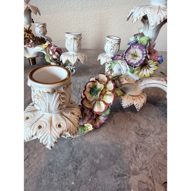 Late 19th Century Antique Von Schierholz German Porcelain Cherub Quadruple Candelabras - Two Units For Sale - Image 5 of 12